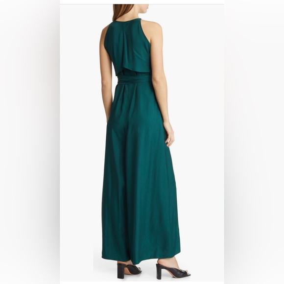 Ted Baker Meriahh Dark Green Halter Wide Leg Jumpsuit - Size 4 (US 10/12/14) - Picture 14 of 15